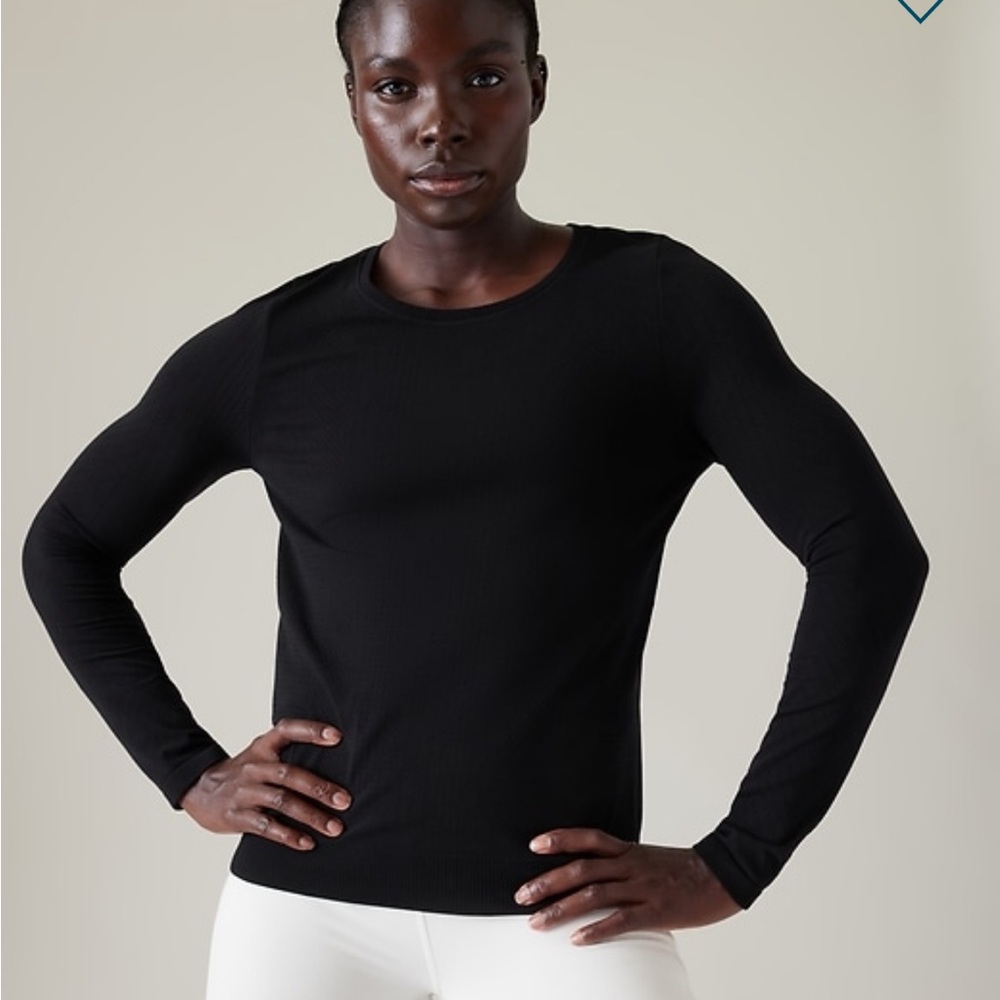 Athleta In Motion Seamless Black Long Sleeve Top - like new